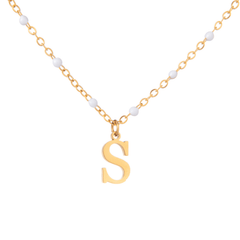 Personalized Initial Necklace with Beaded Chain - ALMAGIOIELLI