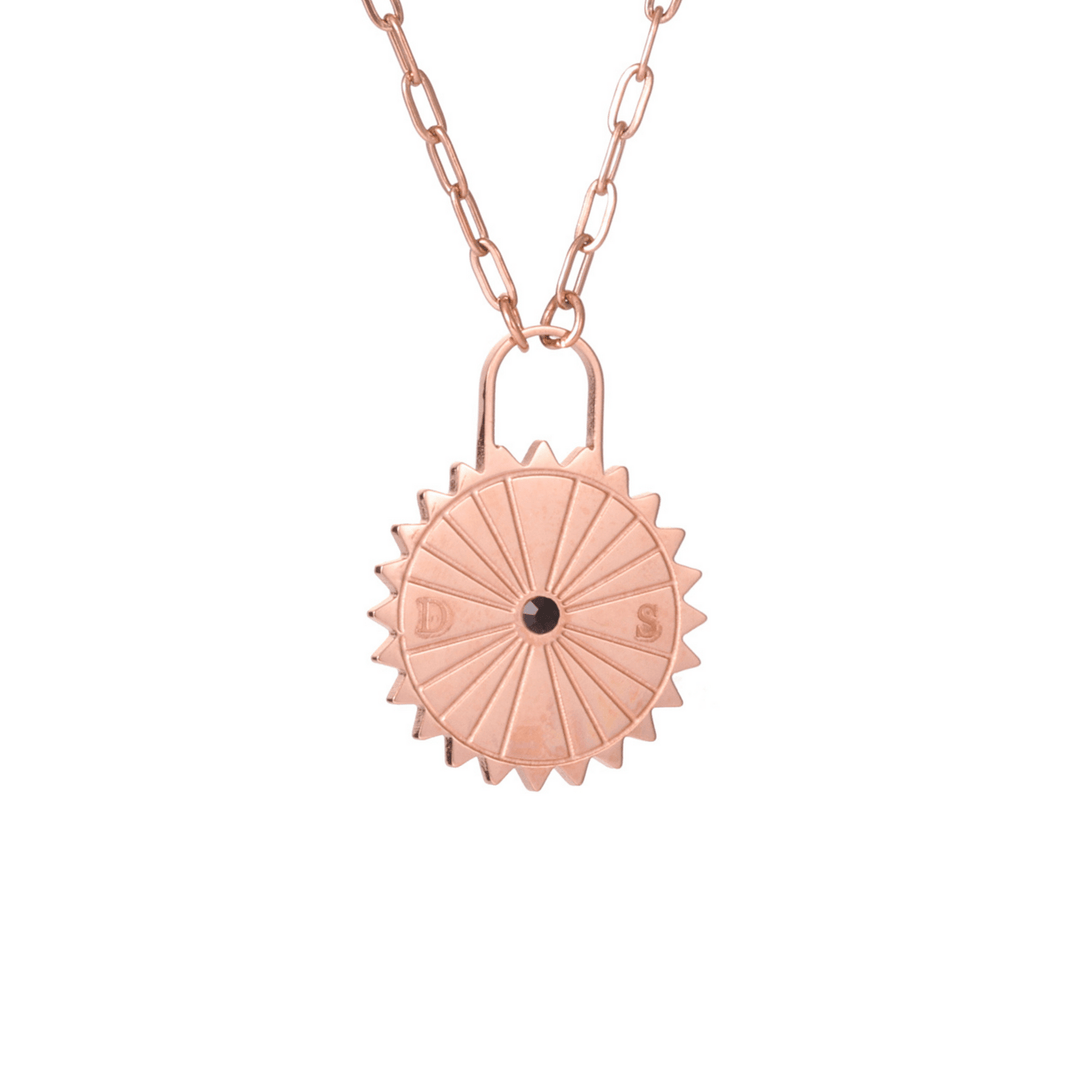 Personalized Sun Padlock Necklace with Initials & Stone - ALMAGIOIELLI