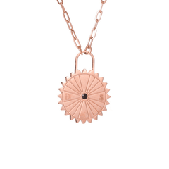 Personalized Sun Padlock Necklace with Initials & Stone - ALMAGIOIELLI
