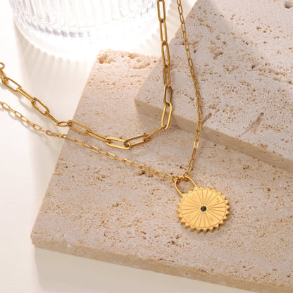 Personalized Sun Padlock Necklace with Initials & Stone - ALMAGIOIELLI