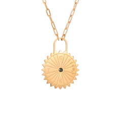 Personalized Sun Padlock Necklace with Initials & Stone - ALMAGIOIELLI