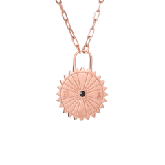 Personalized Sun Padlock Necklace with Initials & Stone - ALMAGIOIELLI