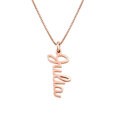 Personalized Vertical Cursive Pendant Necklace - ALMAGIOIELLI