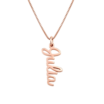 Personalized Vertical Cursive Pendant Necklace - ALMAGIOIELLI