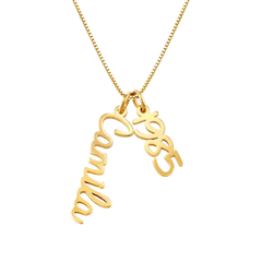 Personalized Vertical Cursive Pendant Necklace - ALMAGIOIELLI