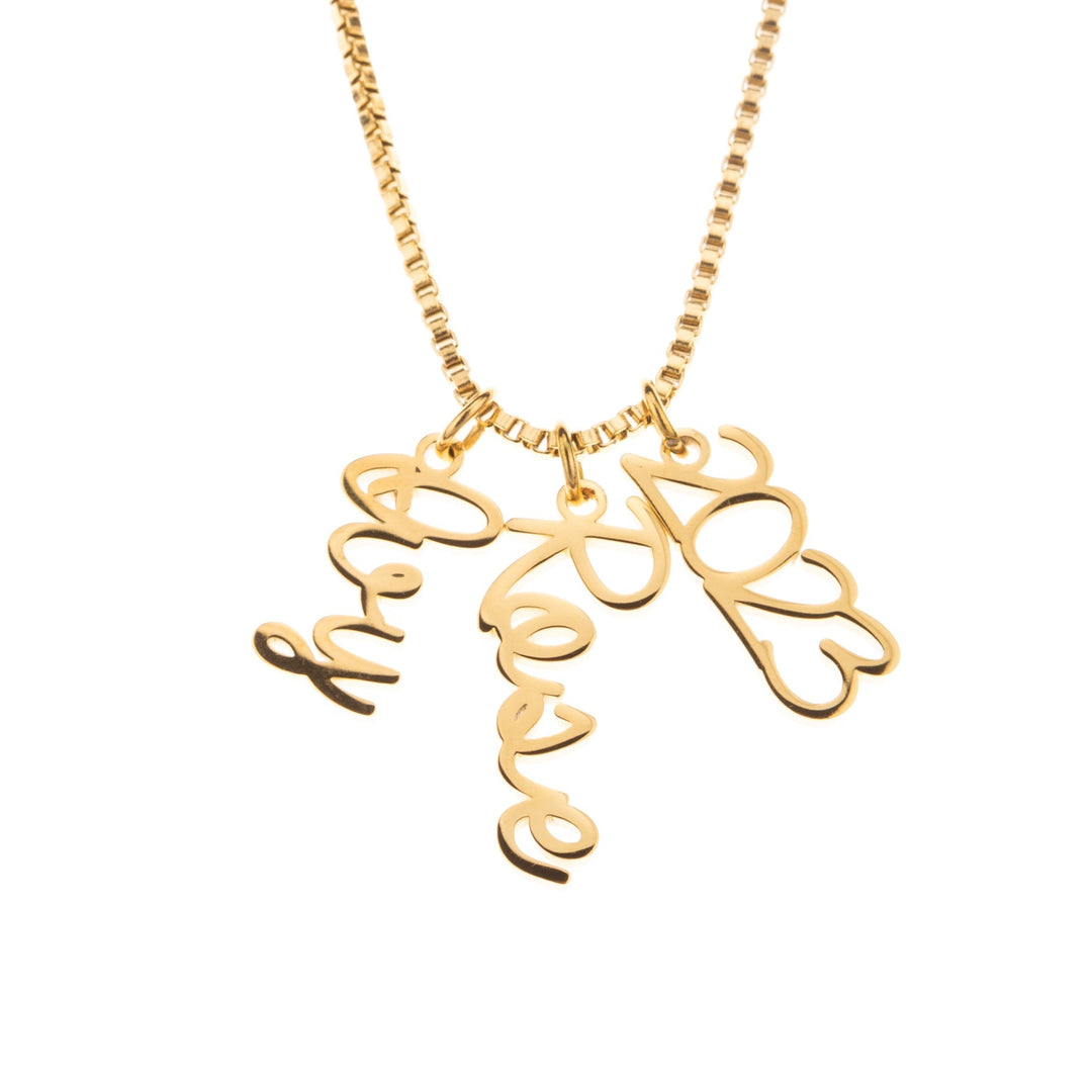 Personalized Vertical Cursive Pendant Necklace - ALMAGIOIELLI