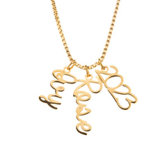Personalized Vertical Cursive Pendant Necklace - ALMAGIOIELLI