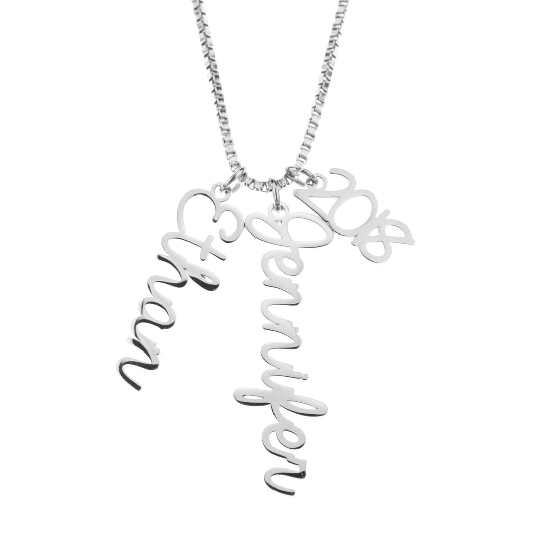 Personalized Vertical Cursive Pendant Necklace - ALMAGIOIELLI