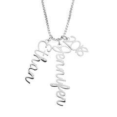 Personalized Vertical Cursive Pendant Necklace - ALMAGIOIELLI