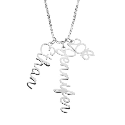 Personalized Vertical Cursive Pendant Necklace - ALMAGIOIELLI