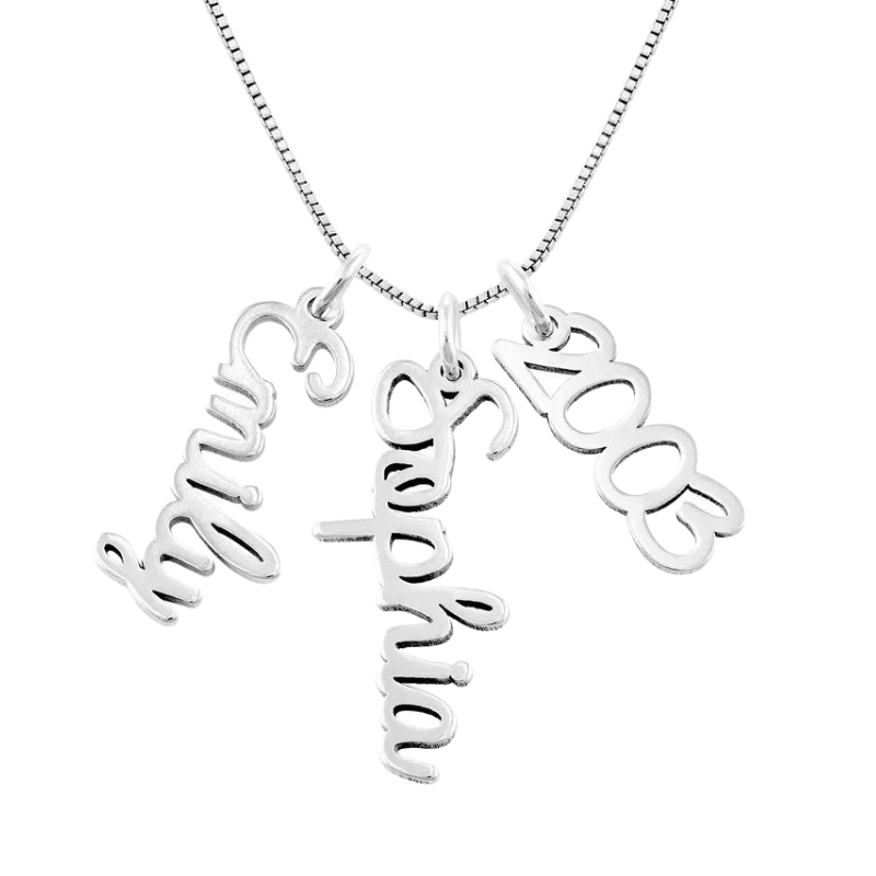 Personalized Vertical Cursive Pendant Necklace - ALMAGIOIELLI