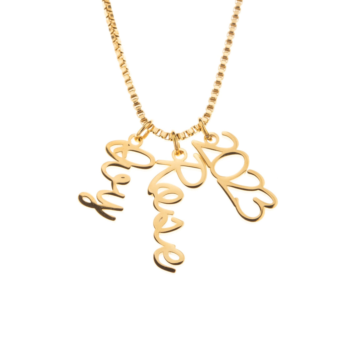 Personalized Vertical Cursive Pendant Necklace - ALMAGIOIELLI