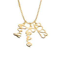 Personalized Vertical Cursive Pendant Necklace - ALMAGIOIELLI