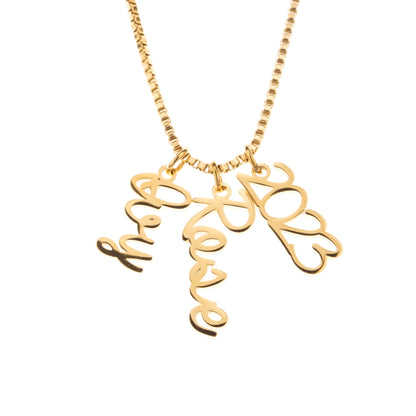 Personalized Vertical Cursive Pendant Necklace - ALMAGIOIELLI