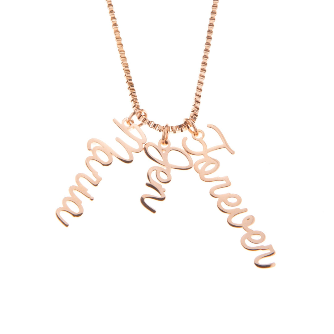 Personalized Vertical Cursive Pendant Necklace - ALMAGIOIELLI