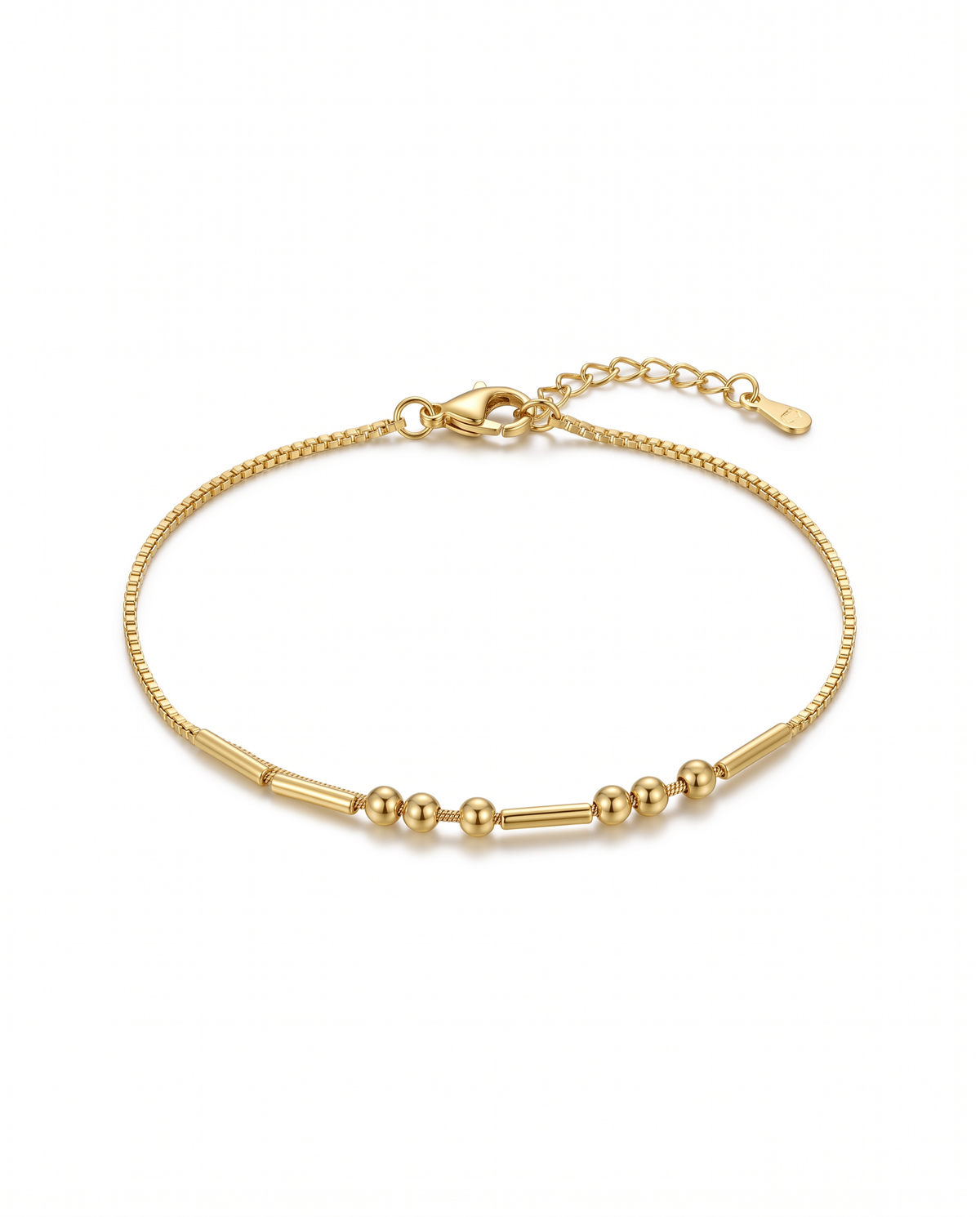 Bracciale codice Morse oro con perline e cilindretti