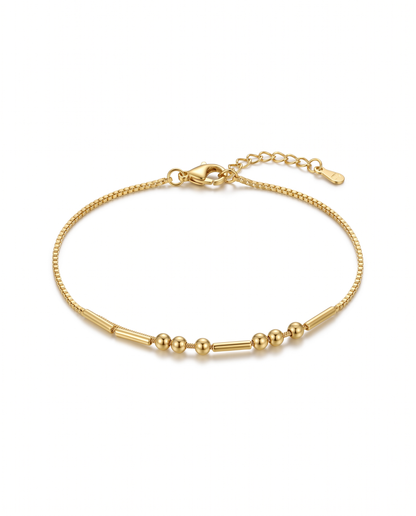 Bracciale codice Morse oro con perline e cilindretti