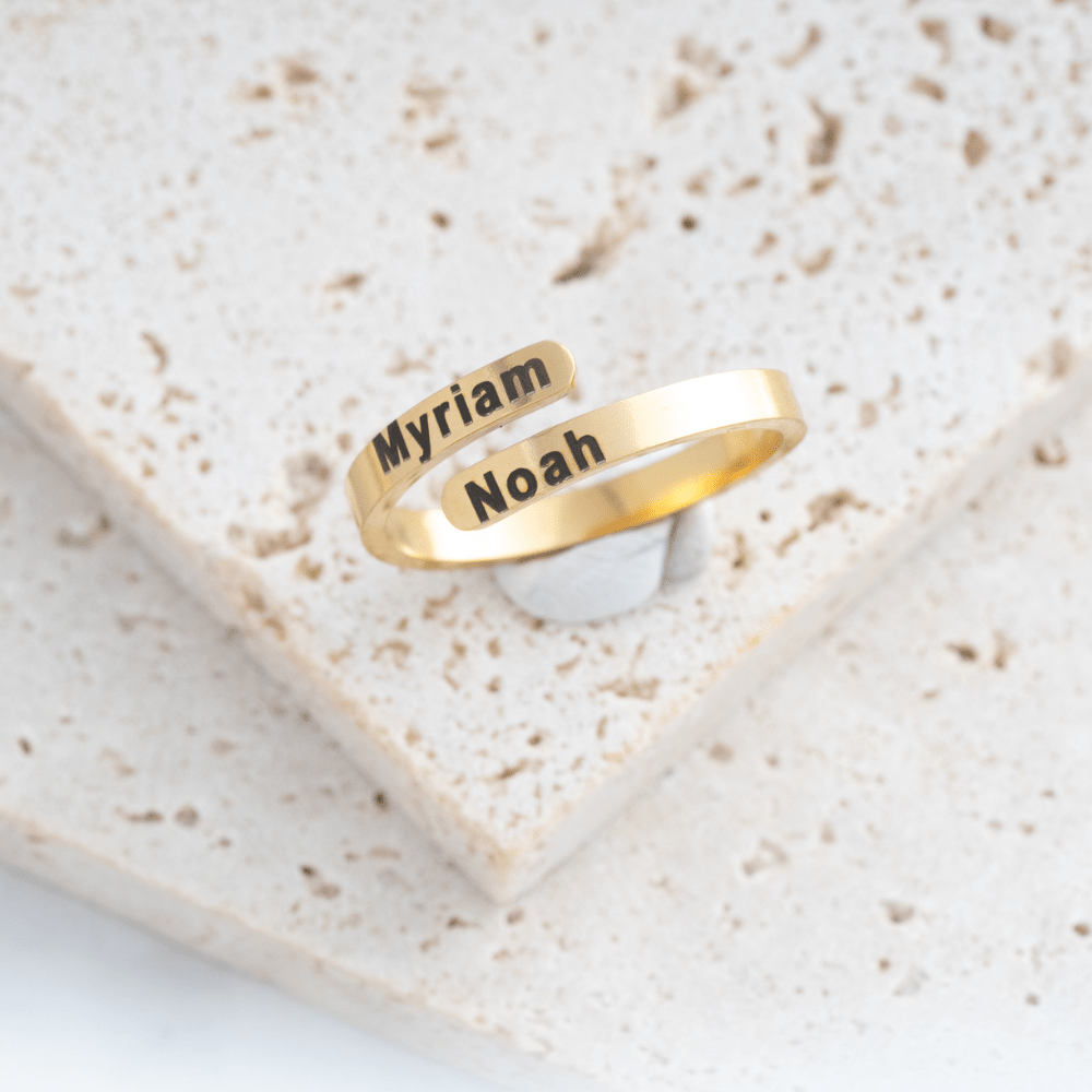 Simple Dual Name Ring - ALMAGIOIELLI