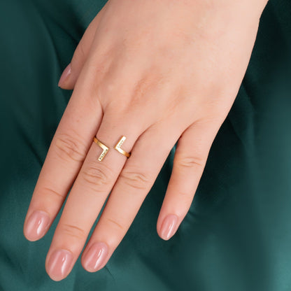 Simple Vertical Dual Name Ring - ALMAGIOIELLI