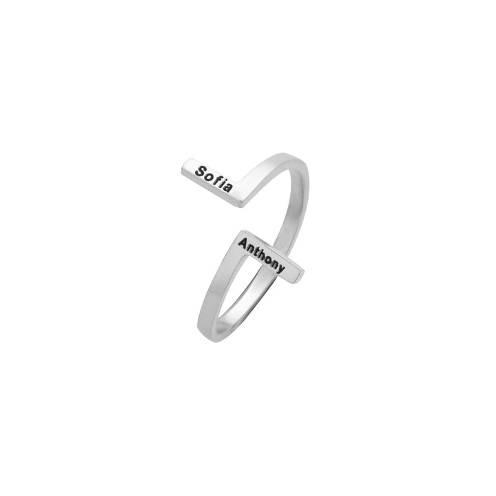 Simple Vertical Dual Name Ring - ALMAGIOIELLI